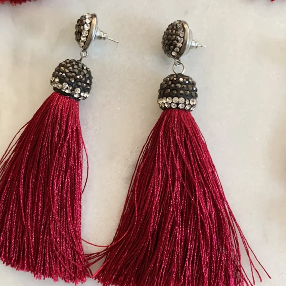 Red Fringe Tassel Earring Bundle - Picture 5 of 5